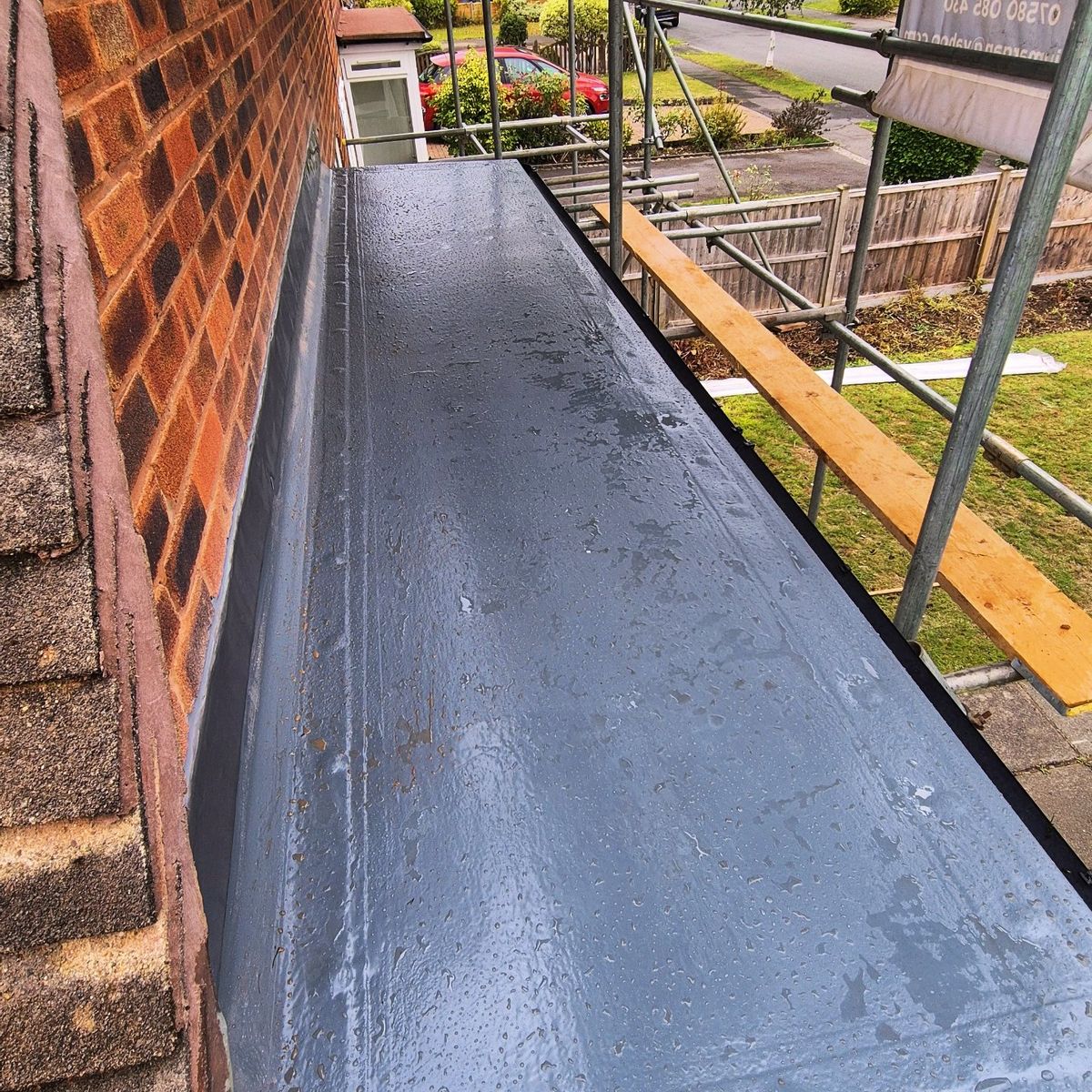 GRP flat roof on narrow passage extension, Birmingham